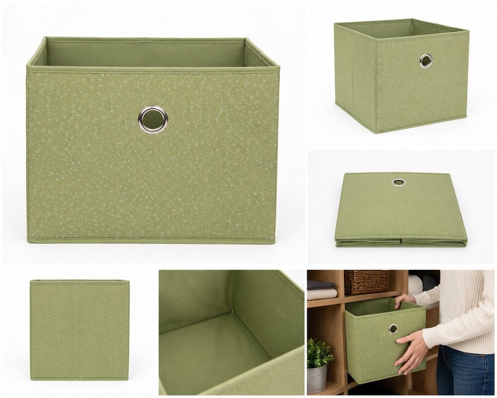Closet Essentials Collapsible Storage Container – Green 9" x 9" x 8"